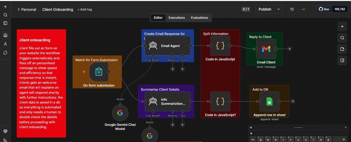 Real automation workflow: client enquiry automatically logged and routed