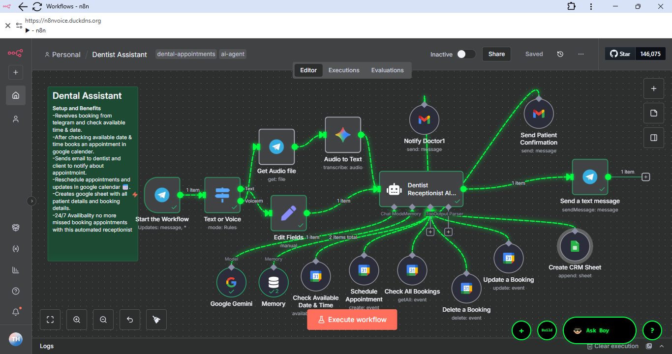 Real automation workflow: an AI receptionist that books, confirms, and reschedules appointments automatically