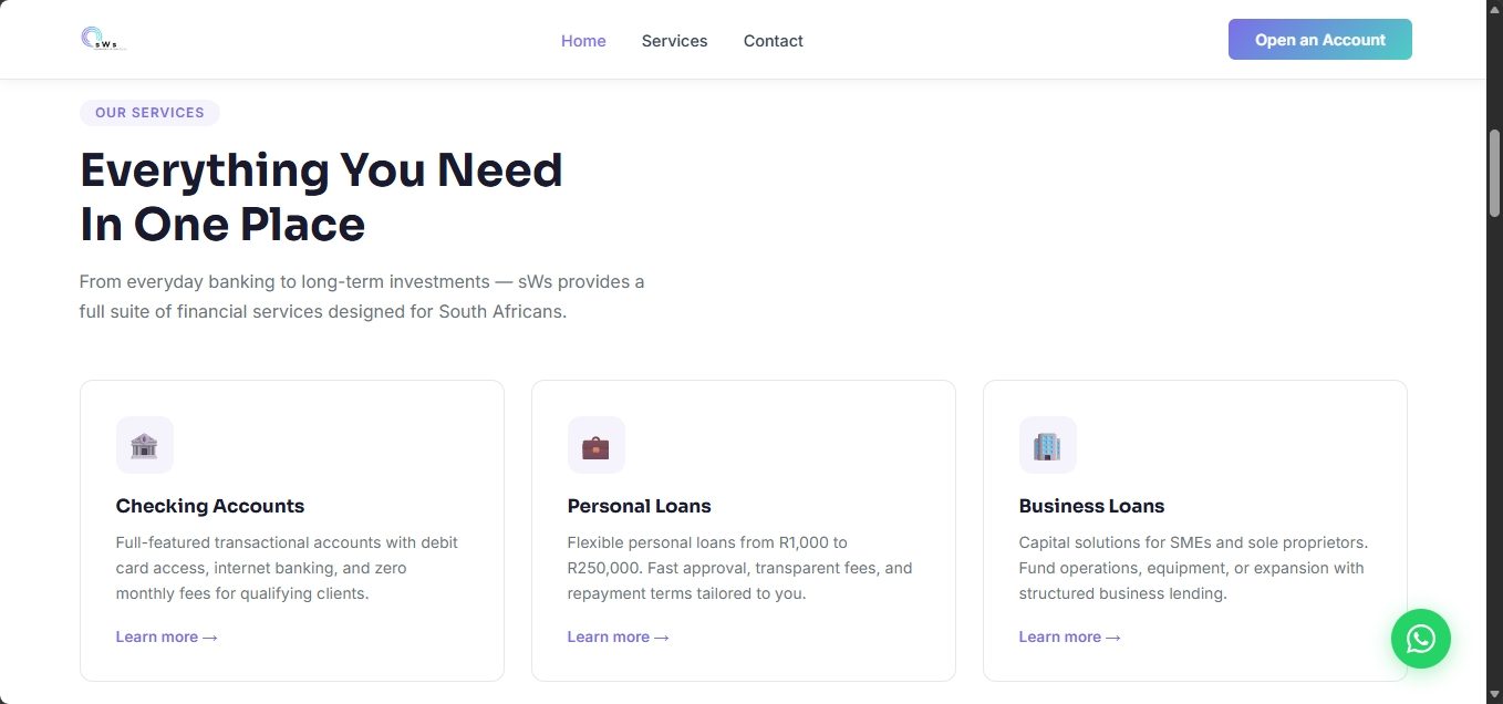 sWs Financial Brokers services section